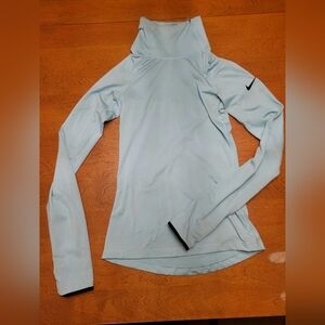 Nike Pro Dri-Fit Women's Long Sleeve With  Zip Up Mock Turtleneck | XS Light Blu